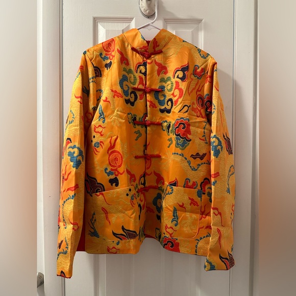Reversible Traditional Asian Silk Print Jacket Coat - Picture 1 of 4